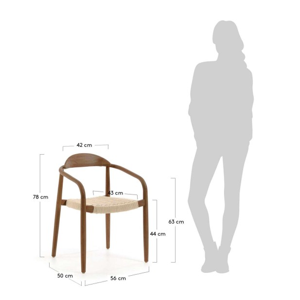 Silla NINA, Acacia Nogal / Cuerda Beige - Kave Home