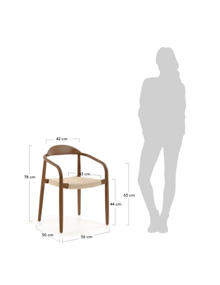 Silla NINA, Acacia Nogal / Cuerda Beige - Kave Home