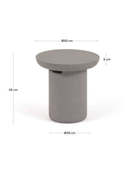 Mesa auxiliar redonda exterior Taimi Ø 50 cm cemento - Kave Home