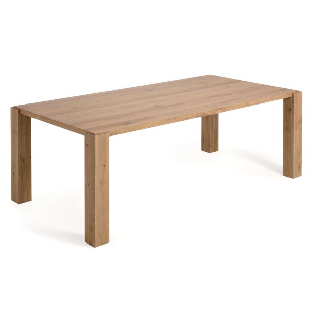 Mesa Deyanira 220 x 110 cm  chapa de roble/patas madera maciza de roble  - Kave Home