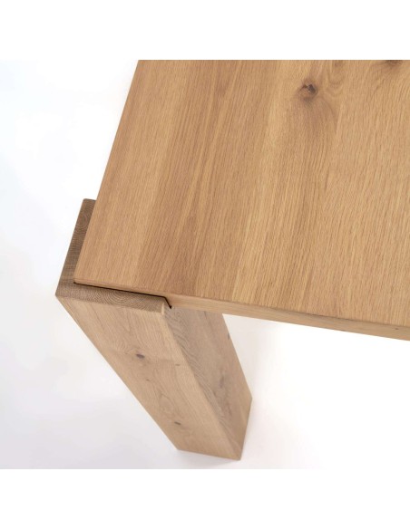 Mesa Deyanira 220 x 110 cm chapa de roble/patas madera maciza de roble - Kave Home