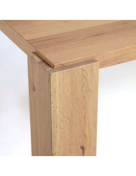 Mesa Deyanira 220 x 110 cm chapa de roble/patas madera maciza de roble - Kave Home