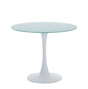 Mesa TULIP 90cm de Comedor Redonda/cristal blanco - Inspiración Eero Saarinen, Réplica de la famosa mesa de diseño Tulip