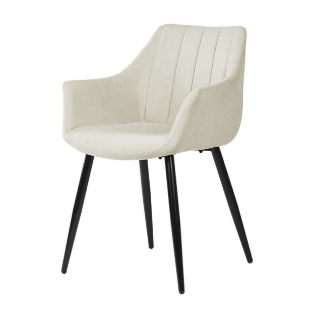 Silla con Brazos KØGER, Tapiz Beige / Metal Negro