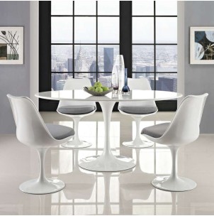 Mesa TULIP Ovalada 199x122, MDF blanca. Inspiración Eero Saarinen  2