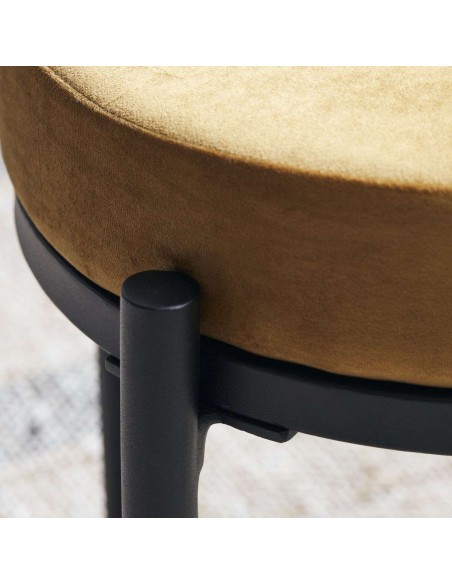 Taburete LAO, Terciopelo Oliva / Metal Negro - House Doctor. Vackart