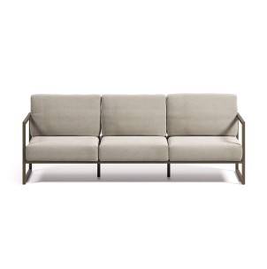 Sofá Comova 3 plazas 222 cm 100% exterior gris claro/aluminio verde - Kave Home 2