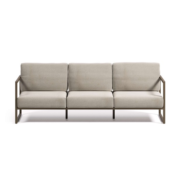 Sofá Comova 3 plazas 222 cm 100% exterior gris claro/aluminio verde - Kave Home Sofá Comova 3 plazas 222 cm 100% exterior gris claro/aluminio verde - Kave Home