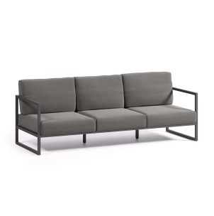 Sofá Comova 3 plazas 222 cm 100% gris oscuro/aluminio negro - Kave Home. O100_30_ST02 - Vackart, muebles de diseño