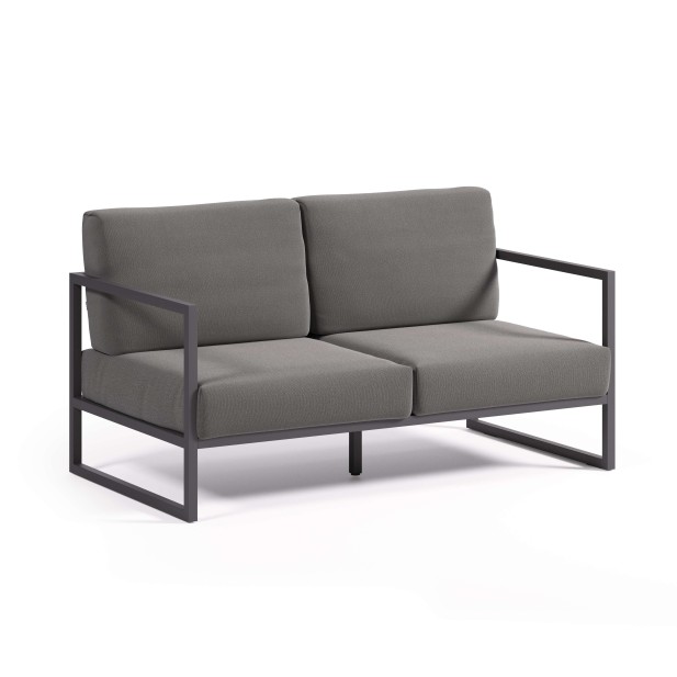 Sofá Comova 2 plazas 150 cm 100% exterior gris oscuro/aluminio negro - Kave Home