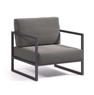 Butaca 100% exterior Comova gris oscuro/aluminio negro - Kave Home. O100_10_ST02 - Vackart, muebles de diseño