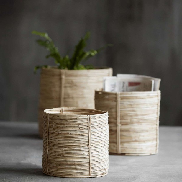 Set 3 Cestas CHAKA, Ratán / Bambú Natural - House Doctor. Vackart