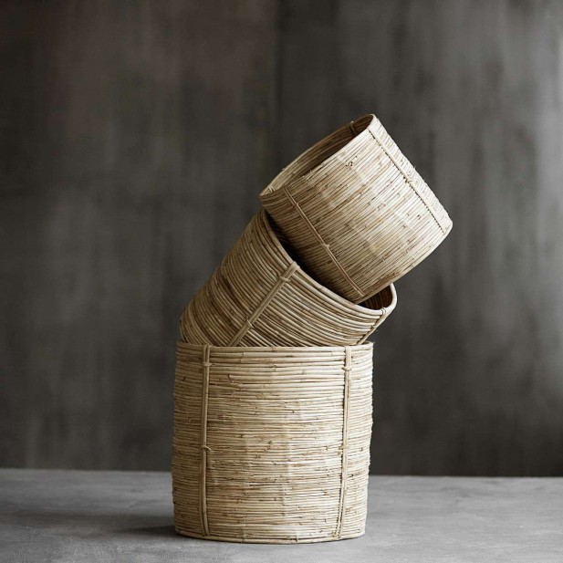 Set 3 Cestas CHAKA, Ratán / Bambú Natural - House Doctor. Vackart