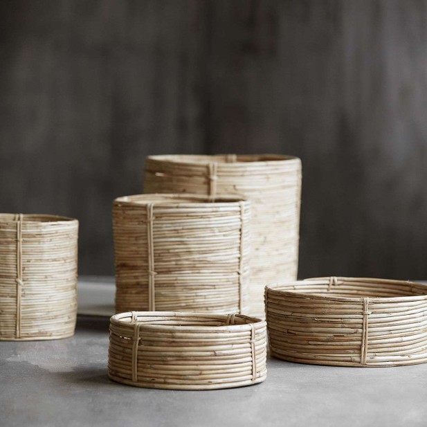Set 3 Cestas CHAKA, Ratán / Bambú Natural - House Doctor. Vackart
