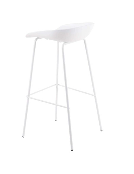 Taburete Alto MYTE 72 cm, Metal / Plástico Blanco. Vackart