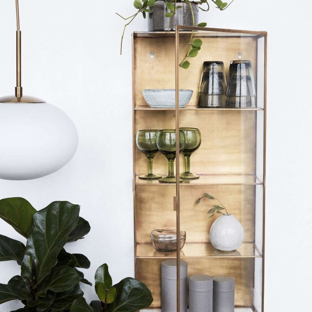 Vitrina de Pared GLASS 35x15x80 cm, Latón - House Doctor. Vackart