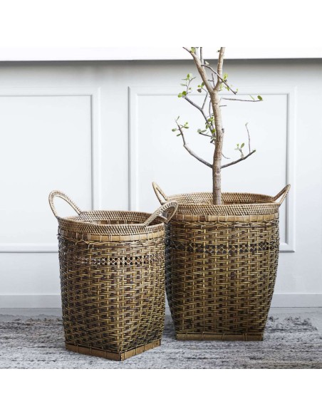 Set 2 Cestas PURA, Ratán / Bambú Natural - House Doctor. Vackart