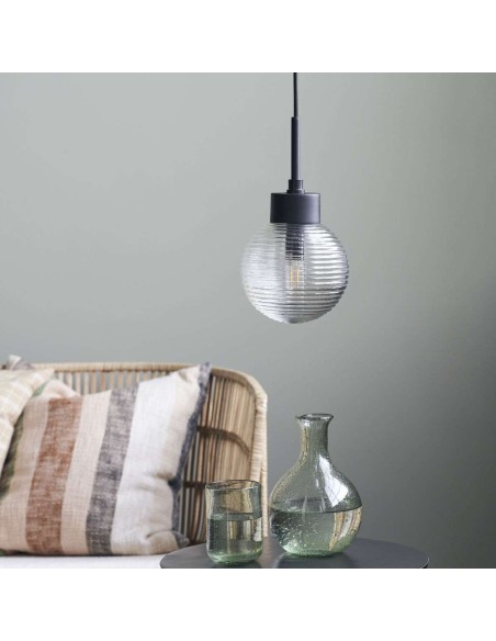 Lámpara de Techo GAIA Ø15 cm, Cristal / Metal Negro - House Doctor. Vackart