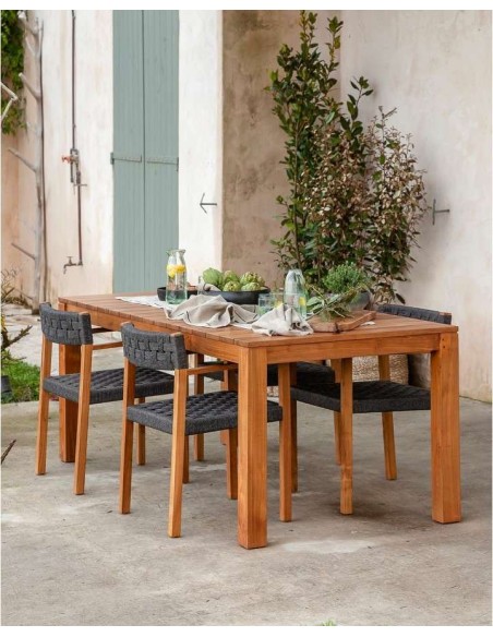 Mesa Exterior GENESIS 250x90 cm, Teca Reciclada - Dareels. Vackart