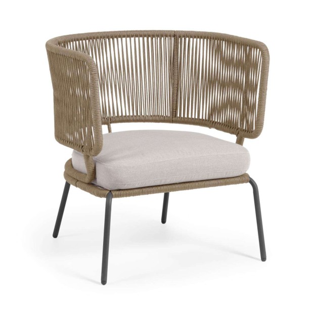 Sillón NADIN cuerda beige/acero galvanizado - Kave Home