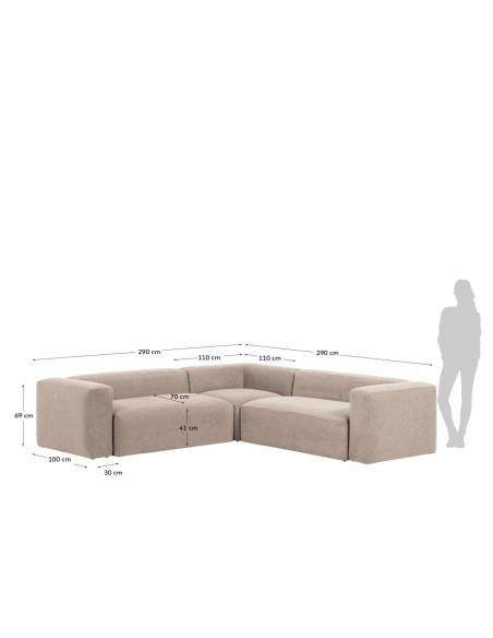 Sofá rinconero Blok 4 plazas beige 290 x 290 cm - Kave Home