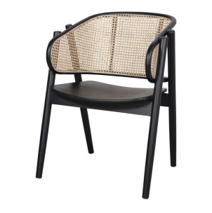 Silla con Brazos YUMAK, Madera Negra / Ratán Natural - Vackart. Las más exclusivas y modernas sillas de diseño nórdico en Vackart, tu tienda diseño online.