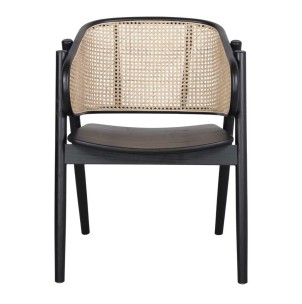 Silla con Brazos YUMAK, Madera Negra / Ratán Natural 2