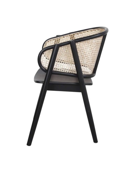 Silla con Brazos YUMAK, Madera Negra / Ratán Natural