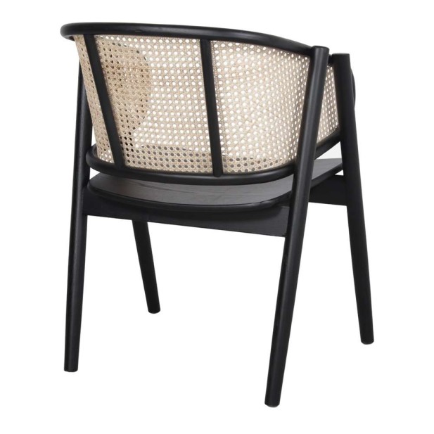 Silla con Brazos YUMAK, Madera Negra / Ratán Natural