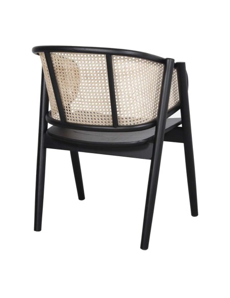 Silla con Brazos YUMAK, Madera Negra / Ratán Natural