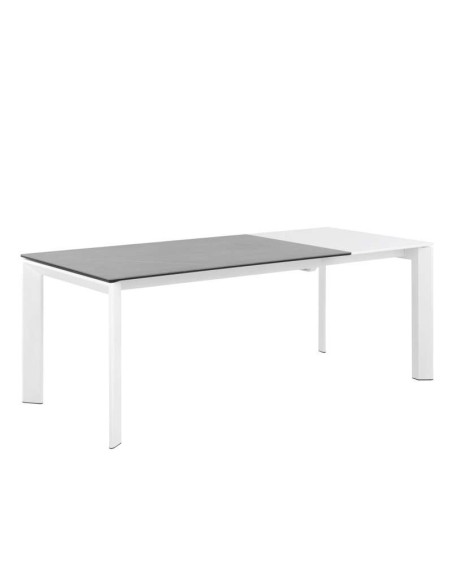 Mesa Extensible TYND 160/240, Metal Blanco / Porcelánico Gris Atenea