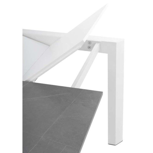 Mesa Extensible TYND 160/240, Metal Blanco / Porcelánico Gris Atenea
