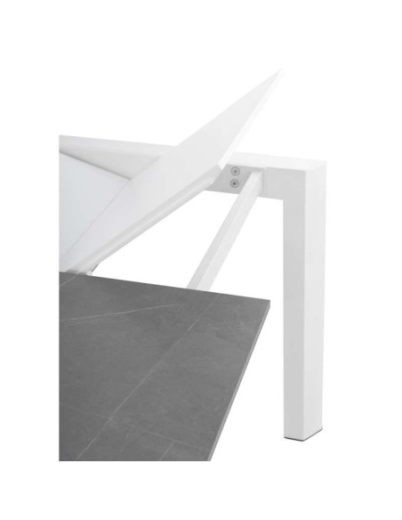 Mesa Extensible TYND 160/240, Metal Blanco / Porcelánico Gris Atenea