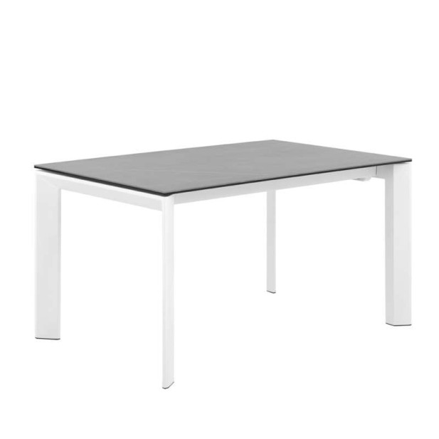 Mesa Extensible TYND 160/240, Metal Blanco / Porcelánico Gris Atenea