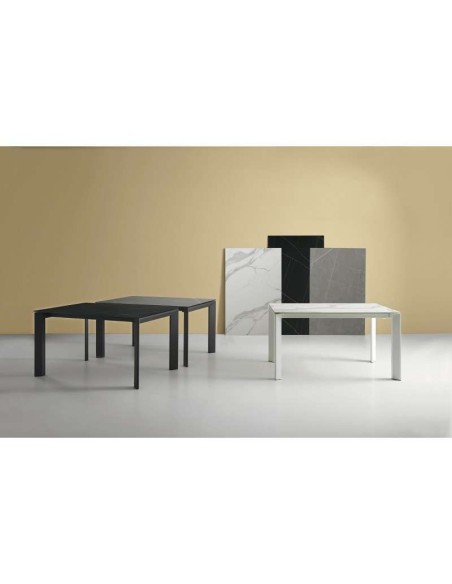 Mesa Extensible TYND 160/240, Metal Blanco / Porcelánico Gris Atenea