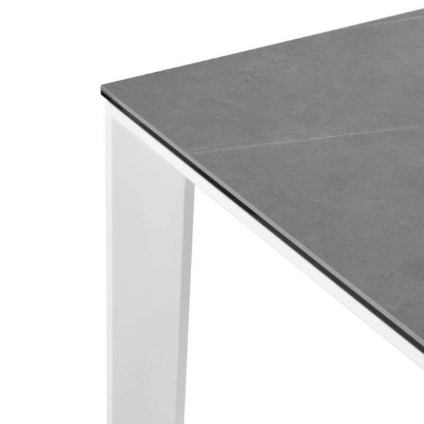 Mesa Extensible TYND 160/240, Metal Blanco / Porcelánico Gris Atenea