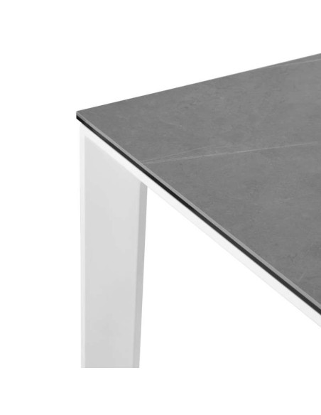 Mesa Extensible TYND 160/240, Metal Blanco / Porcelánico Gris Atenea