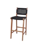 Taburete Alto PATSY 75 cm, Madera Natural / Cuerda Negro