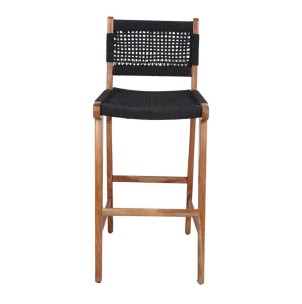 Taburete Alto PATSY 75 cm, Madera Natural / Cuerda Negro 2