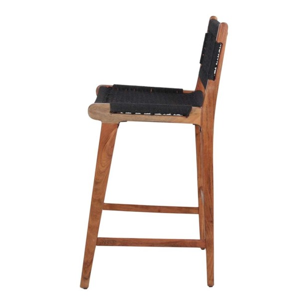 Taburete Alto PATSY 75 cm, Madera Natural / Cuerda Negro Taburete Alto PATSY 75 cm, Madera Natural / Cuerda Negro