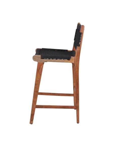 Taburete Alto PATSY 75 cm, Madera Natural / Cuerda Negro