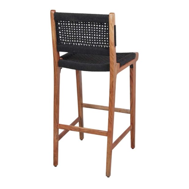 Taburete Alto PATSY 75 cm, Madera Natural / Cuerda Negro Taburete Alto PATSY 75 cm, Madera Natural / Cuerda Negro