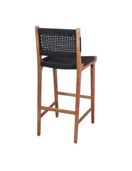 Taburete Alto PATSY 75 cm, Madera Natural / Cuerda Negro