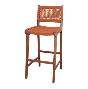 Taburete Alto PATSY 75 cm, Madera Natural / Cuerda Naranja-Vackart.Los más exclusivos y modernos taburetes de diseño nórdico en Vackart, tu tienda diseño online.