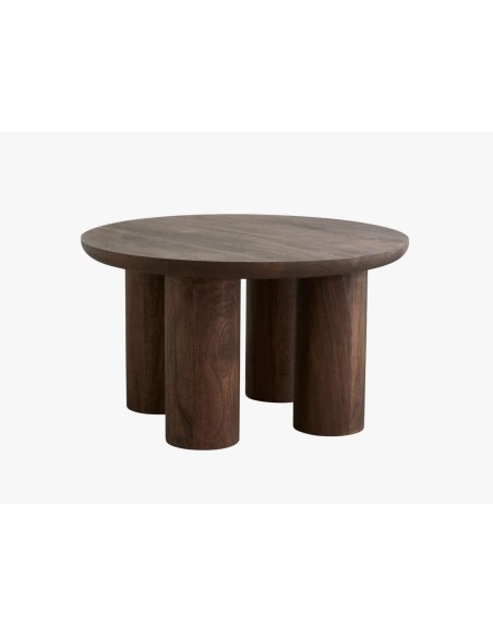 Mesa de Centro HELIN Ø70x40 cm, Mango / Marrón Oscuro - Nordal. Vackart