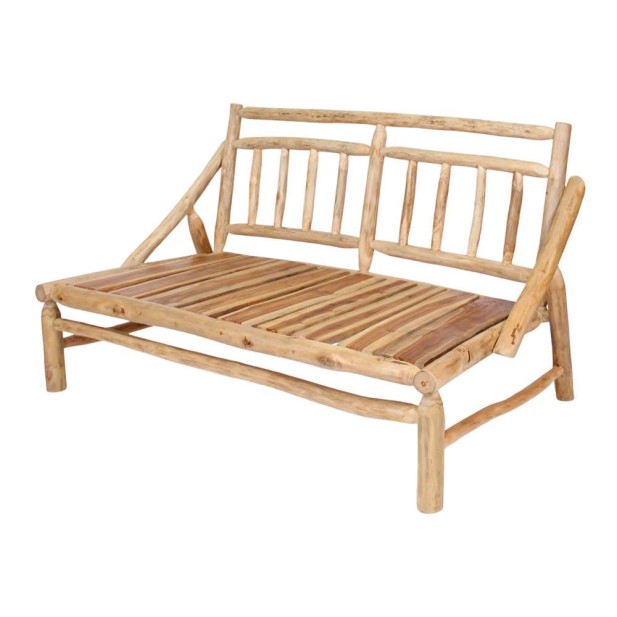 Banco con Cojines THAOLY, Madera Maciza Natural. Vackart