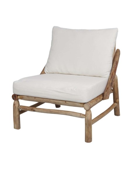 Sillón con Cojines THAOLY, Madera Maciza Natural