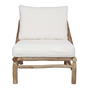 Sillón con Cojines THAOLY, Madera Maciza Natural 2