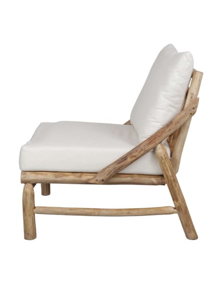 Sillón con Cojines THAOLY, Madera Maciza Natural