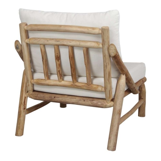 Sillón con Cojines THAOLY, Madera Maciza Natural
